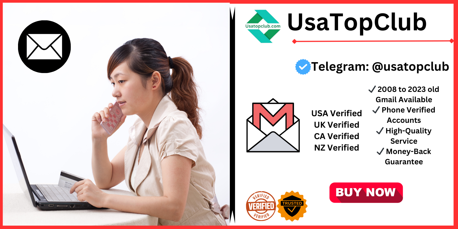 Buy Old Gmail Accounts - 100% USA,UK,CA Old Gmail